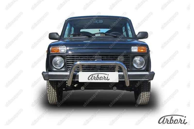 AFZDANIV02 Кенгурятник d57 низкий Arbori нерж. сталь для LADA 4х4 3дв. 1977-нв