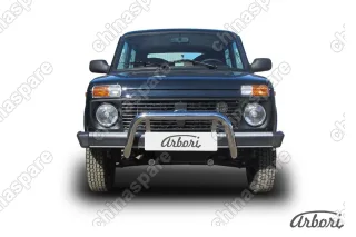 AFZDANIV02 Кенгурятник d57 низкий Arbori нерж. сталь для LADA 4х4 3дв. 1977-нв