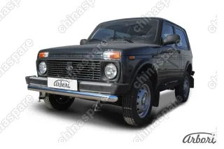 AFZDANIV03 Защита переднего бампера d76 Arbori нерж. сталь для LADA 4х4 3дв. 1977-нв
