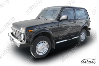 AFZDANIV05 Защита порогов d76 с проступями Arbori нерж. сталь для LADA 4х4 3дв. 1977-нв