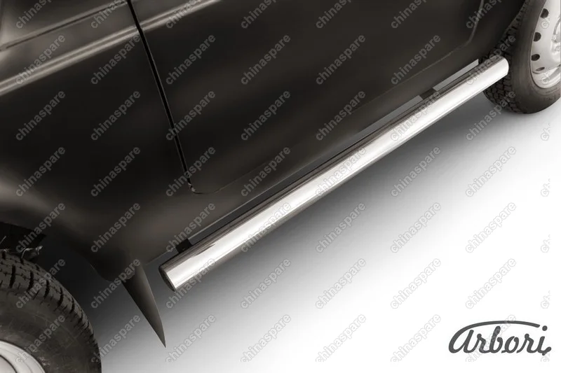 AFZDANIV06 Защита порогов d76 труба Arbori нерж. сталь для LADA 4х4 3дв. 1977-нв
