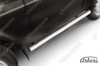 AFZDANIV06 Защита порогов d76 труба Arbori нерж. сталь для LADA 4х4 3дв. 1977-нв