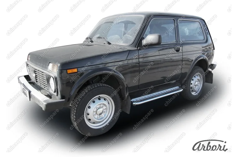 AFZDANIV07 Защита порогов d42 с листом усиленная Arbori нерж. сталь для LADA 4х4 3дв. 1977-нв
