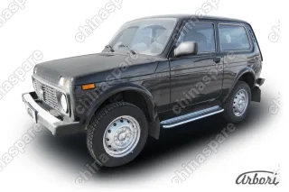 AFZDANIV07 Защита порогов d42 с листом усиленная Arbori нерж. сталь для LADA 4х4 3дв. 1977-нв