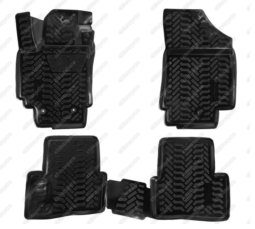 Ковры в салон (3D с подпятником) Hyundai Creta (2016-) компл. 4 шт., (крепеж), высокий борт, полимерные, черные