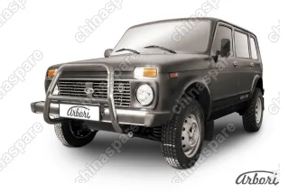 AFZDANIVD01 Кенгурятник d57 высокий Arbori нерж. сталь для LADA 4х4 5дв. 1993-нв