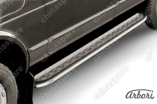 AFZDANIVD07 Защита порогов d42 с листом усиленная Arbori нерж. сталь для LADA 4х4 5дв. 1993-нв