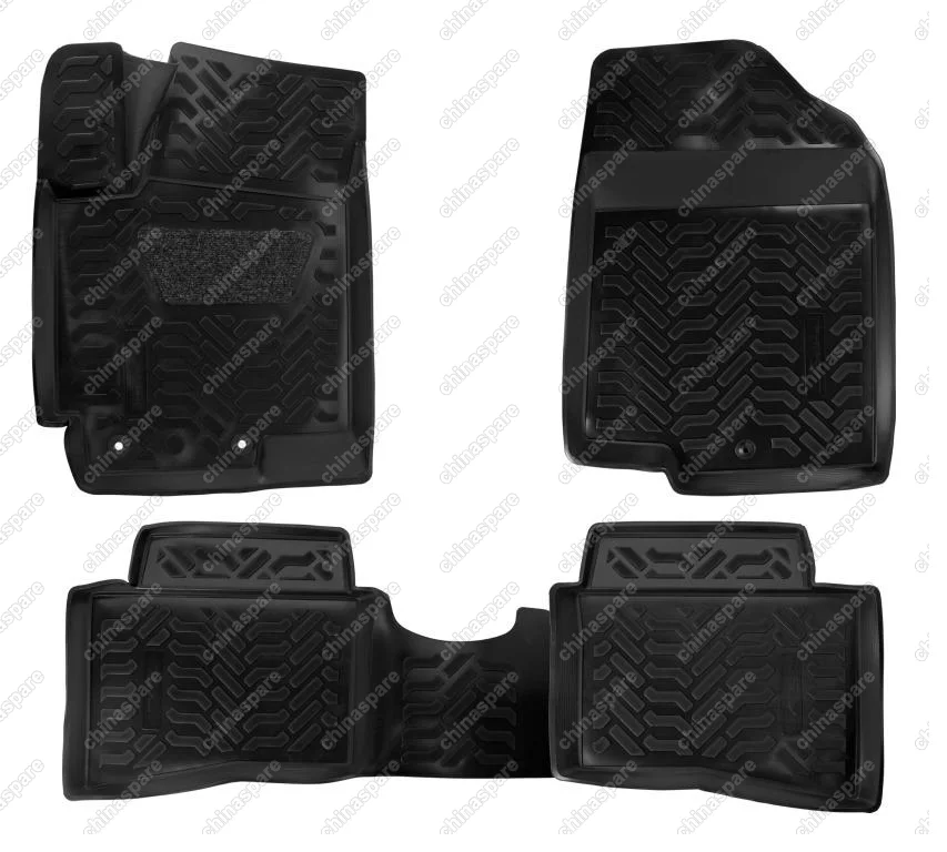 Ковры в салон (3D с подпятником) Kia Rio III (2011-17) компл. 4 шт., (крепеж), высокий борт, полимерные, черные