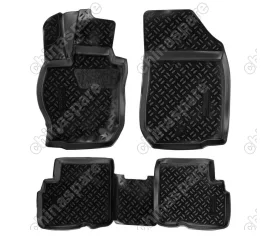 Ковры в салон (3D с подпятником) Nissan Almera (G11) (2013-) компл. 4 шт., (крепеж), высокий борт, полимерные, черные