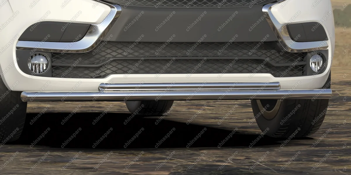 AFZDALADXR03 Защита переднего бампера d57 + d42 двойная Arbori нерж. сталь для LADA Xray 2015-нв