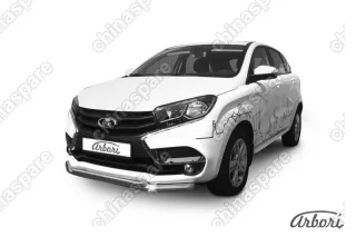 AFZDALADXR03 Защита переднего бампера d57 + d42 двойная Arbori нерж. сталь для LADA Xray 2015-нв