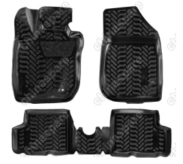 Ковры в салон (3D с подпятником) Renault Duster 2WD (2011-15) компл. 4 шт., высокий борт, полимерные, черные