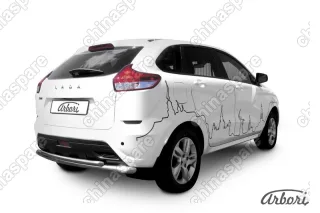 AFZDALADXR11 Защита заднего бампера d57 + d42 двойная Arbori нерж. сталь для LADA Xray 2015-нв