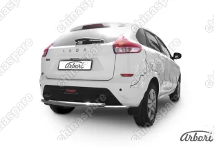 AFZDALADXR13 Защита заднего бампера d42 + d42 двойная Arbori нерж. сталь для LADA Xray 2015-нв