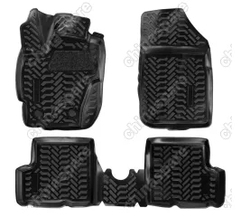 Ковры в салон (3D с подпятником) Renault Duster (рест.)/Kaptur 4WD (2015-)  компл. 4 шт., (крепеж), высокий борт, полимерные, черные