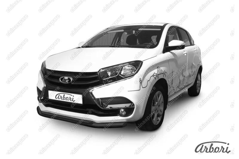 AFZDALADXR03B Защита переднего бампера d57 + d42 двойная Arbori черн. для LADA Xray 2015-нв