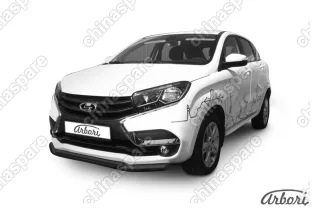 AFZDALADXR03B Защита переднего бампера d57 + d42 двойная Arbori черн. для LADA Xray 2015-нв