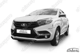 AFZDALADXR05B Защита переднего бампера d42 + d42 двойная Arbori черн. для LADA Xray 2015-нв