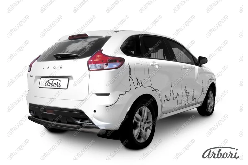 AFZDALADXR11B Защита заднего бампера d57 + d42 двойная Arbori черн. для LADA Xray 2015-нв