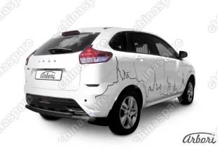 AFZDALADXR11B Защита заднего бампера d57 + d42 двойная Arbori черн. для LADA Xray 2015-нв