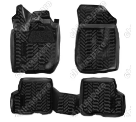 Ковры в салон (3D с подпятником) Renault Logan II (2014-)  компл. 4 шт., (крепеж), высокий борт, полимерные, черные