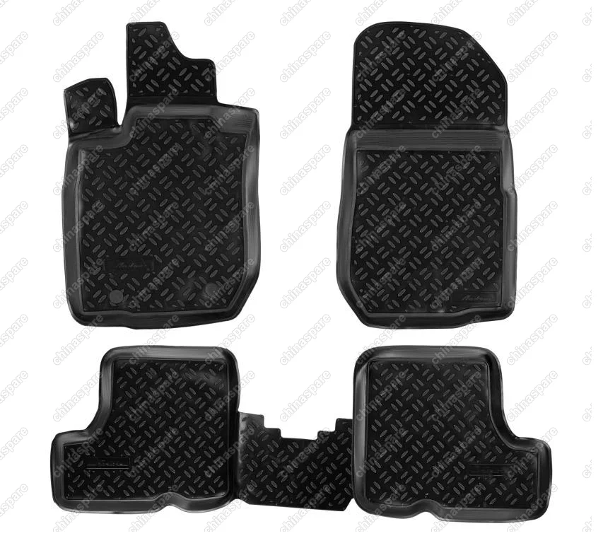 Ковры в салон Renault Sandero I /Sandero Stepway (2009-14) компл. 4 шт., (крепеж), высокий борт, полимерные, черные