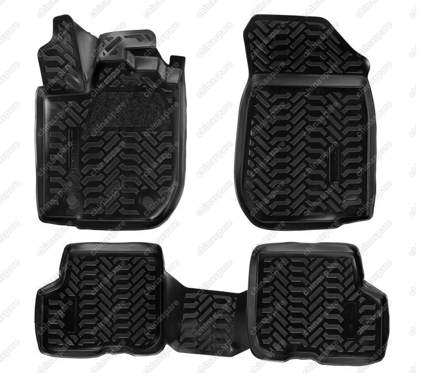 Ковры в салон (3D с подпятником) Renault Sandero II/Stepway (2014-) компл. 4 шт., (крепеж), высокий борт, полимерные, черныe
