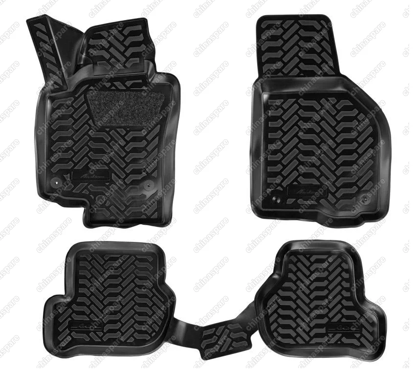 Ковры в салон (3D с подпятником) Skoda Octavia (A5) (2004-2013) компл. 4 шт., (крепеж), высокий борт, полимерные, черные