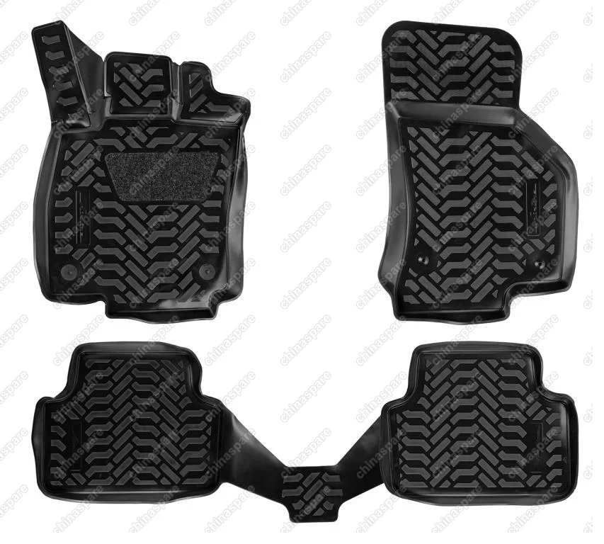 Ковры в салон (3D с подпятником) Skoda Octavia (A7) (2013-) компл. 4 шт., (крепеж), высокий борт, полимерные, черные