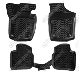 Ковры в салон (3D) Skoda Rapid (2013-) компл. 4 шт., высокий борт, полимерные, черные
