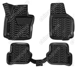 Ковры в салон (3D с подпятником) Skoda Yeti (2009-) компл. 4 шт., (крепеж), высокий борт, полимерные, черные