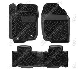 Ковры в салон (3D с подпятником) Toyota RAV4 (2013-) компл. 4 шт., (крепеж), высокий борт, полимерные, черные