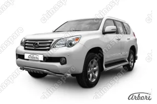 Защита переднего бампера d57 "волна" с защитой картера Arbori нерж. сталь для Lexus GX460 2010-2013