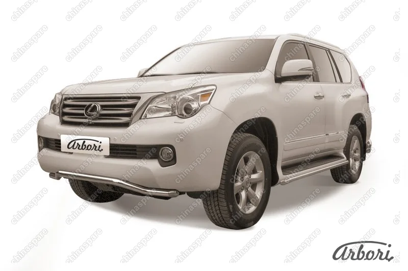 Защита переднего бампера d57 "волна" Arbori нерж. сталь для Lexus GX460 2010-2013