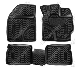 Ковры в салон (3D с подпятником) Toyota Prius (ПР) (XV30) (2009-15)  компл. 4 шт., высокий борт, полимерные, черные
