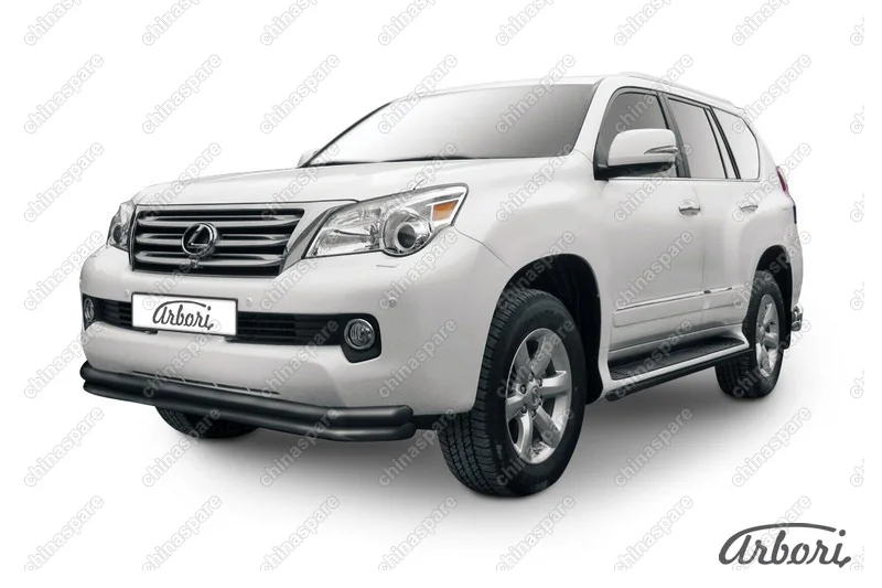 Защита переднего бампера d57+d57 двойная  Arbori черн. для Lexus GX460 2010-2013