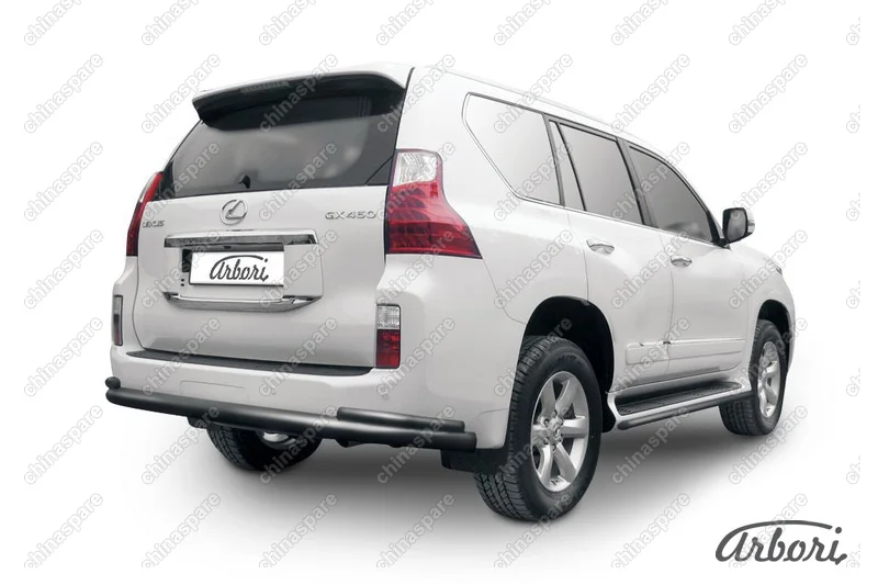 Защита заднего бампера d76+d42 двойная Arbori черн. для Lexus GX460 2010-2013