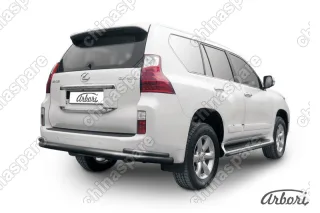 Защита заднего бампера d76+d42 двойная Arbori черн. для Lexus GX460 2010-2013