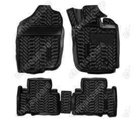 Ковры в салон (3D с подпятником) Toyota Vanguard (ПР) (2007-2013)  компл. 4 шт., высокий борт, полимерные, черные