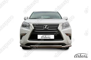 Защита переднего бампера d76+d57 двойная Arbori нерж. сталь для Lexus GX460 2013-нв