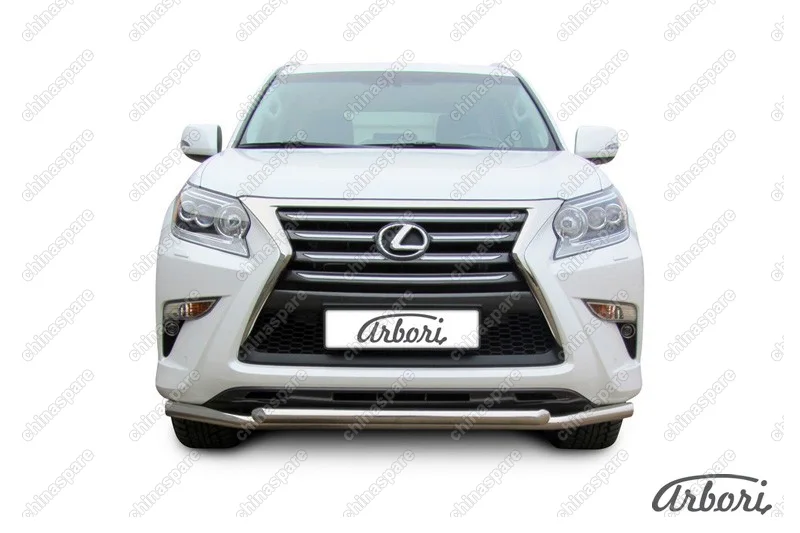Защита переднего бампера d57+d57 двойная Arbori нерж. сталь для Lexus GX460 2013-нв
