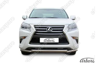Защита переднего бампера d57+d57 двойная Arbori нерж. сталь для Lexus GX460 2013-нв