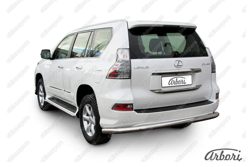 Защита заднего бампера d76 Arbori нерж. сталь для Lexus GX460 2013-нв