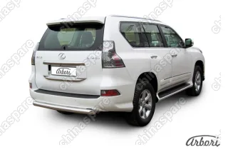 Защита заднего бампера d76 радиусная Arbori нерж. сталь для Lexus GX460 2013-нв