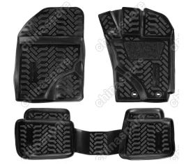 Ковры в салон (3D с подпятником) Toyota Corolla Fielder 4WD (ПР) (2006-2012) 4WD компл. 4 шт., (крепеж), высокий борт, полимерные, черные