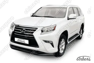 Защита переднего бампера d76+d57 двойная Arbori черн. для Lexus GX460 2013-нв