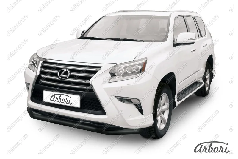 Защита переднего бампера d57+d57 двойная Arbori черн. для Lexus GX460 2013-нв
