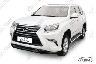 Защита переднего бампера d57+d57 двойная Arbori черн. для Lexus GX460 2013-нв