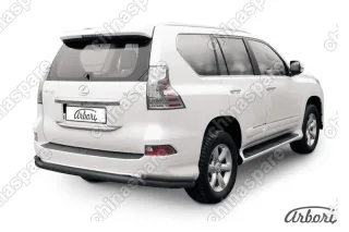 Защита заднего бампера d76+d42 двойная Arbori черн. для Lexus GX460 2013-нв