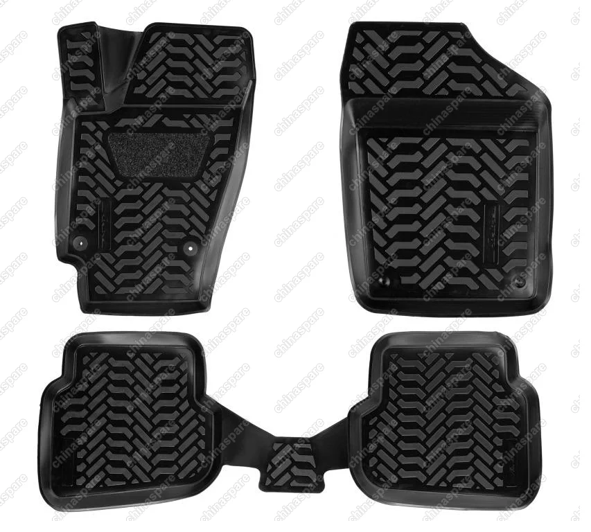 Ковры в салон (3D с подпятником) VW Polo SD (2010-) компл. 4 шт., (крепеж), высокий борт, полимерные, черные